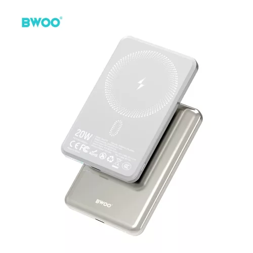 BWOO ultravékony külső akkumulátor 20W 5000mAh mágneses töltéssel P79 világosszürke