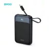 BWOO P80 PD 20W 10000 mAh külső akkumulátor USB-C kábellel és kijelzővel fekete
