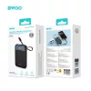 BWOO P80 PD 20W 10000 mAh külső akkumulátor USB-C kábellel és kijelzővel fekete