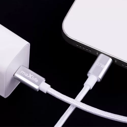 Maxlife MXUC-12 USB-C–Lightning kábel 1,0 m 27W fehér