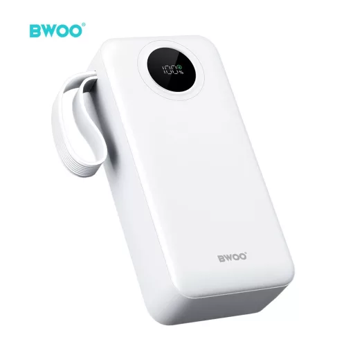 BWOO 22,5W 30000 mAh LCD kijelzős külső akkumulátor, fehér