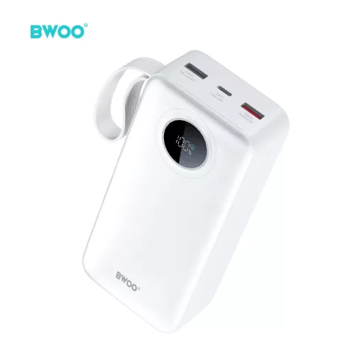 BWOO 22,5W 30000 mAh LCD kijelzős külső akkumulátor, fehér