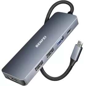   BENFEI 5 az 1-ben USB-C elosztó 4K HDMI, 100W PD USB-C, 3× USB-A, szürke