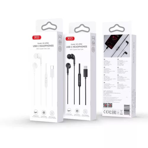 XO EP82 USB-C vezetékes fülhallgató fekete