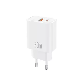 XO fali töltő CE40 PD 20W, 1x USB-C, 1x USB, fehér