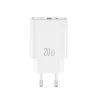XO CE40 falitöltő PD 20W 1x USB-C, 1x USB-A + kábel USB-C–USB-C fehér