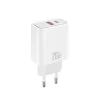 XO CE40 falitöltő PD 20W 1x USB-C, 1x USB-A + kábel USB-C–USB-C fehér