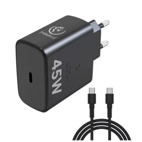   Rebeltec H1045 fali töltő 45W USB-C–USB-C kábellel (2 m) fekete