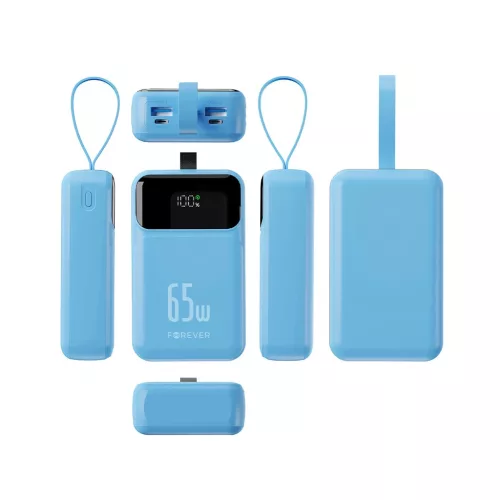 Forever Vibe-TB65 PD QC 65W 20000 mAh külső akkumulátor világoskék