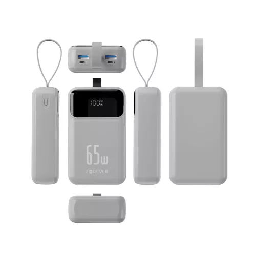 Forever Vibe-TB65 powerbank PD QC 65W 20000 mAh ezüst
