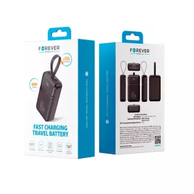   Forever külső akkumulátor TB-400 PD QC 65W 20000 mAh fekete