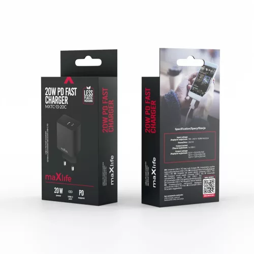 Maxlife MXTC-13-20C PD QC töltő 1x USB-C 20W fekete