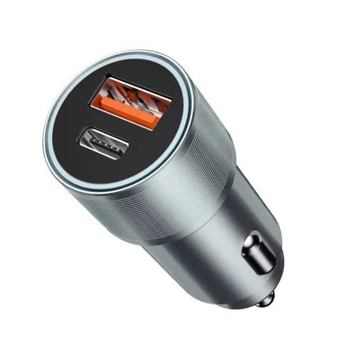BWOO BO-CC73 PD autós töltő 1x USB-C – USB-A port 38W ezüst