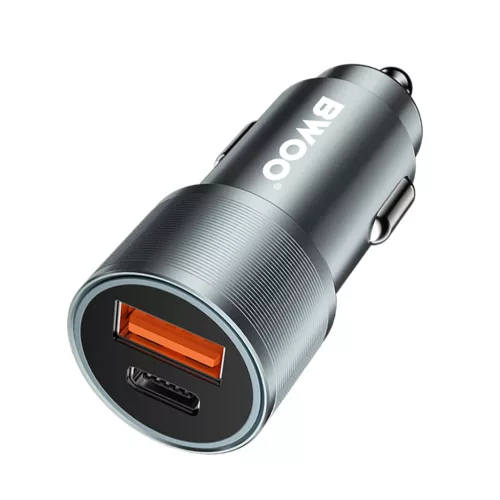 BWOO BO-CC73 PD autós töltő 1x USB-C – USB-A port 38W ezüst