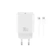 XO CE41 PD 30W fali töltő 1× USB-C + USB-C–USB-C kábel fehér