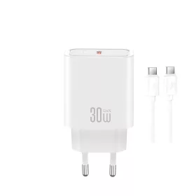   XO CE41 PD 30W fali töltő 1× USB-C + USB-C–USB-C kábel fehér