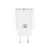 XO CE42 PD 30W hálózati töltő 1x USB-C, 1x USB + USB-C–USB-C kábel, fehér