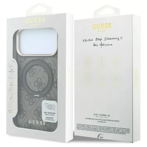 Guess Ring Stand 360 4G Classic Logo MagSafe tok iPhone 18 Pro / 17 Pro készülékhez barna