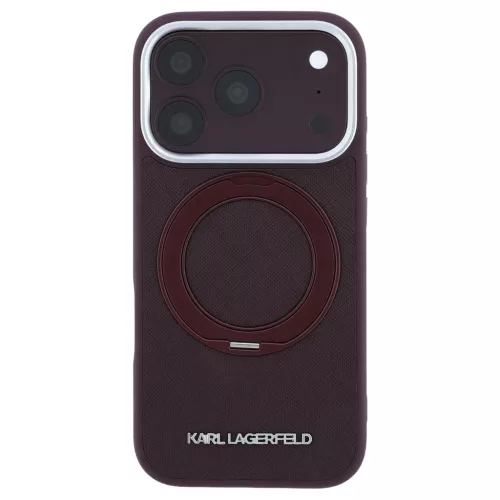 Karl Lagerfeld Ring Stand 360 Saffiano Classic Logo MagSafe tok iPhone 18 Pro Max / 17 Pro Max készülékhez bordó
