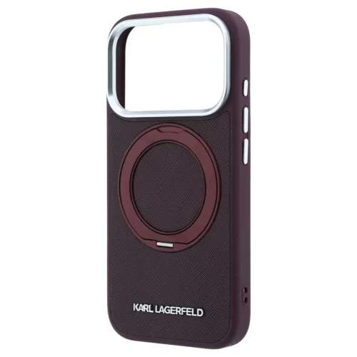 Karl Lagerfeld Ring Stand 360 Saffiano Classic Logo MagSafe tok iPhone 18 Pro Max / 17 Pro Max készülékhez bordó