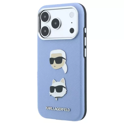 Karl Lagerfeld Saffiano with Karl & Choupette Heads Pins & Logo tok iPhone 18 Pro Max és iPhone 17 Pro Max készülékhez kék