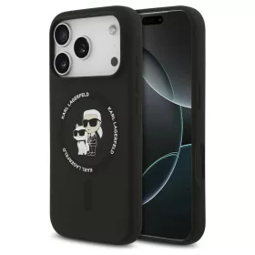   Karl Lagerfeld Karl&Choupette Ring MagSafe szilikon tok iPhone 18 Pro / iPhone 17 Pro készülékhez fekete