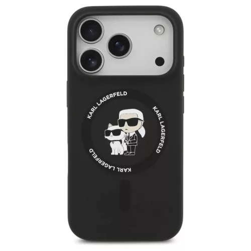 Karl Lagerfeld Karl&Choupette Ring MagSafe szilikon tok iPhone 18 Pro / iPhone 17 Pro készülékhez fekete