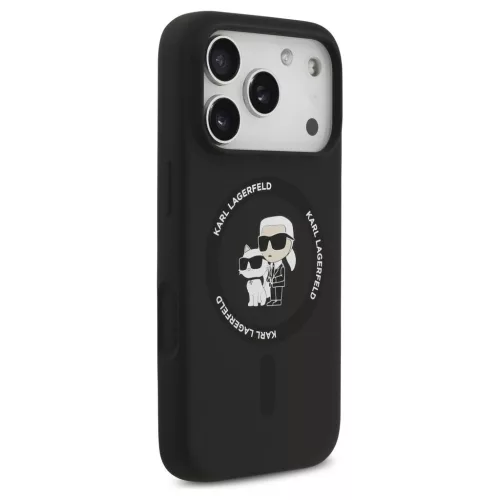Karl Lagerfeld Karl&Choupette Ring MagSafe szilikon tok iPhone 18 Pro / iPhone 17 Pro készülékhez fekete