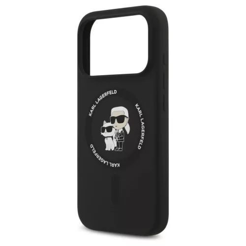 Karl Lagerfeld Karl&Choupette Ring MagSafe szilikon tok iPhone 18 Pro / iPhone 17 Pro készülékhez fekete