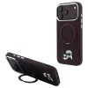 Karl Lagerfeld 360° gyűrűs tartóval Karl & Choupette Heads Pin MagSafe tok iPhone 18 Pro / 17 Pro készülékhez bordó