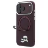Karl Lagerfeld 360° gyűrűs tartóval Karl & Choupette Heads Pin MagSafe tok iPhone 18 Pro / 17 Pro készülékhez bordó