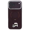 Karl Lagerfeld 360° gyűrűs tartóval Karl & Choupette Heads Pin MagSafe tok iPhone 18 Pro / 17 Pro készülékhez bordó