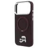 Karl Lagerfeld 360° gyűrűs tartóval Karl & Choupette Heads Pin MagSafe tok iPhone 18 Pro / 17 Pro készülékhez bordó