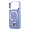 Karl Lagerfeld MagSafe tok iPhone 18 Pro / 17 Pro készülékhez – Karl & Choupette Heads Pin – 360° gyűrűs tartó – kék