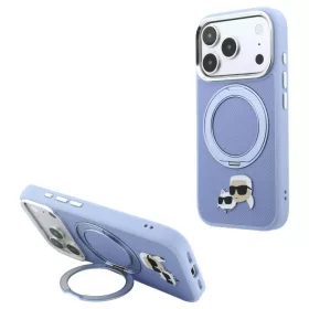   Karl Lagerfeld Ring Stand 360 Karl & Choupette Heads Pin MagSafe tok iPhone 18 Pro Max/17 Pro Max készülékhez kék