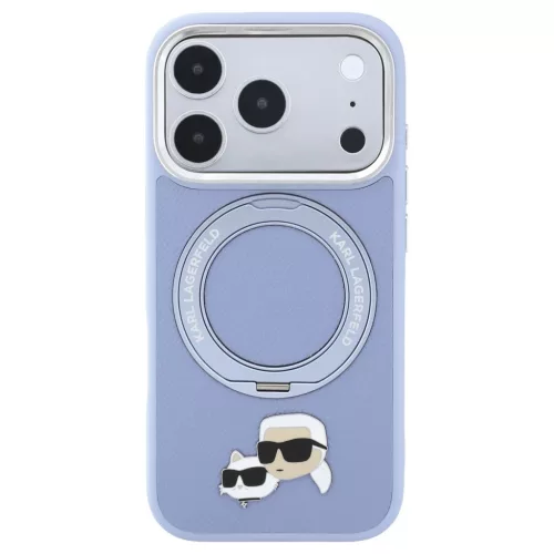 Karl Lagerfeld Ring Stand 360 Karl & Choupette Heads Pin MagSafe tok iPhone 18 Pro Max/17 Pro Max készülékhez kék