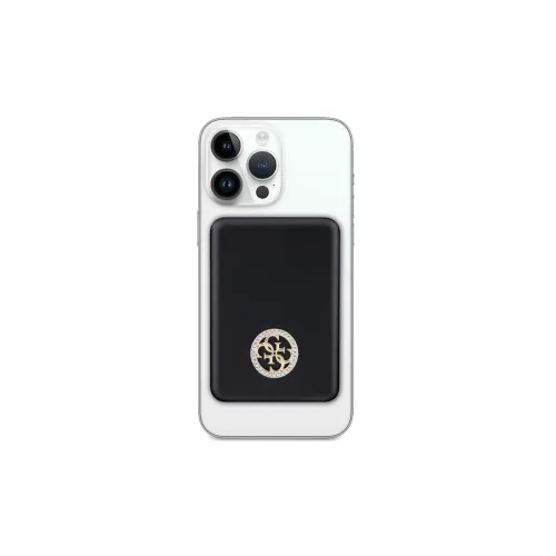 Guess vezeték nélküli powerbank 5W GUPBM3AL4DMK 3000mAh MagSafe 4G Strassed Metal Logo fekete