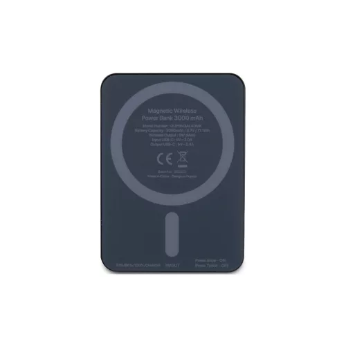 Guess vezeték nélküli powerbank 5W GUPBM3AL4DMK 3000mAh MagSafe 4G Strassed Metal Logo fekete
