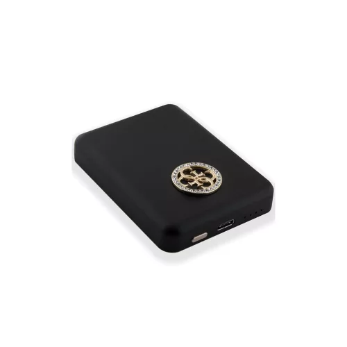 Guess vezeték nélküli powerbank 5W GUPBM3AL4DMK 3000mAh MagSafe 4G Strassed Metal Logo fekete