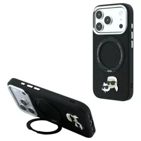   Karl Lagerfeld with Ring Stand 360 Karl Choupette Heads Pin MagSafe tok iPhone 18 Pro / 17 Pro készülékhez fekete