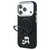 Karl Lagerfeld with Ring Stand 360 Karl Choupette Heads Pin MagSafe tok iPhone 18 Pro / 17 Pro készülékhez fekete