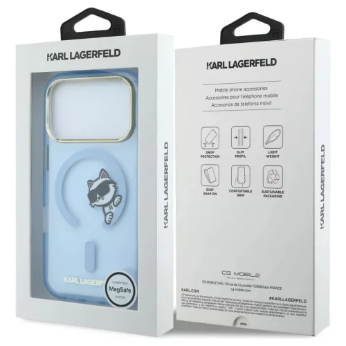 Karl Lagerfeld Peekaboo Logo MagSafe tok iPhone 18 Pro / 17 Pro készülékhez világoskék