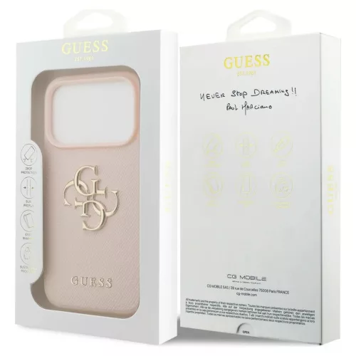 Guess Grained Big 4G & Classic Logo tok iPhone 17 Pro készülékhez rózsaszín