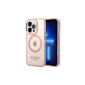   Guess GUHMP14XHTCMP iPhone 14 Pro Max 6,7" készülékhez kemény tok Gold Outline Translucent MagSafe rózsaszín