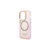 Guess GUHMP14XHTCMP iPhone 14 Pro Max 6,7" készülékhez kemény tok Gold Outline Translucent MagSafe rózsaszín