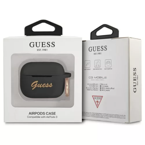 Guess GUA3SSSK AirPods 3 készülékhez tok szilikon Vintage Script fekete