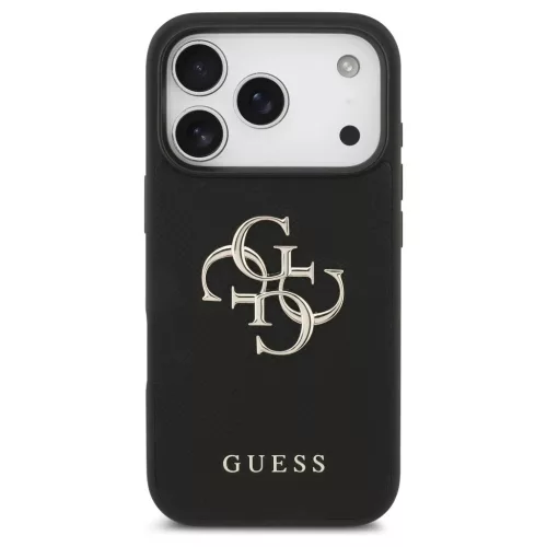 Guess Grained Big 4G & Classic Logo tok iPhone 17 Pro készülékhez fekete