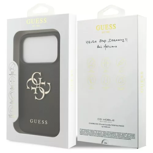 Guess Grained Big 4G & Classic Logo tok iPhone 17 Pro készülékhez fekete