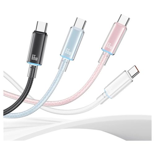 USAMS Cloud Series kábel US-SJ658 6A USB-A to USB-C 1.2m rózsaszín