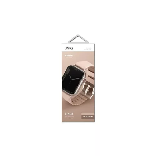 UNIQ Linus szíj Apple Watch Series 1-8/SE/SE2/SE3 38/40/41mm készülékhez Airosoft Silicone pasztell rózsaszín